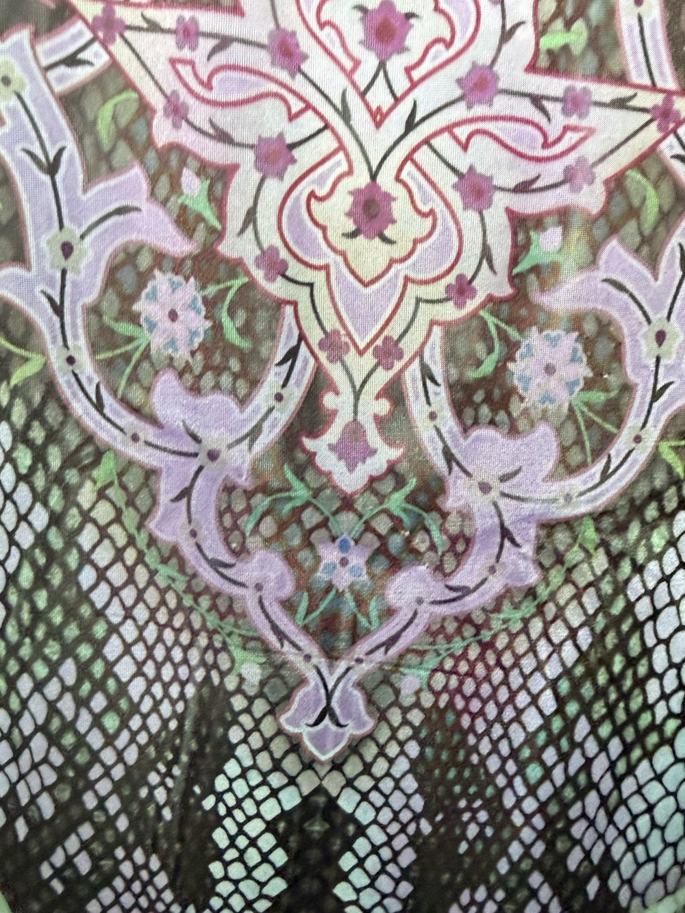 World Unity Boho Paisley Snake Print Tunic Top Lace Trim Tassel •Size L• - Picture 7 of 16
